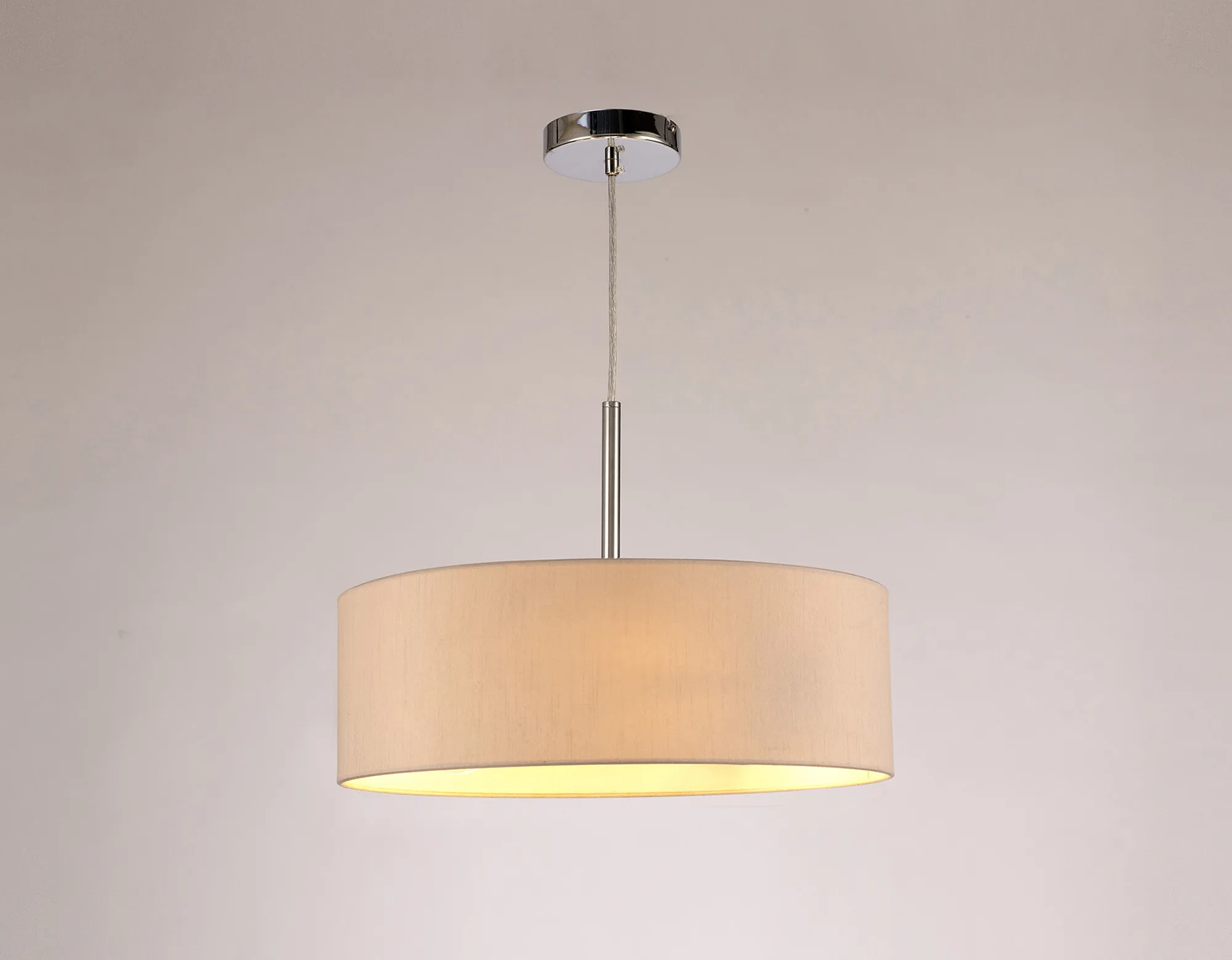 Baymont 45cm 3 Light Pendant Polished Chrome, Nude Beige/Moonlight DK0687  Deco Baymont CH NU